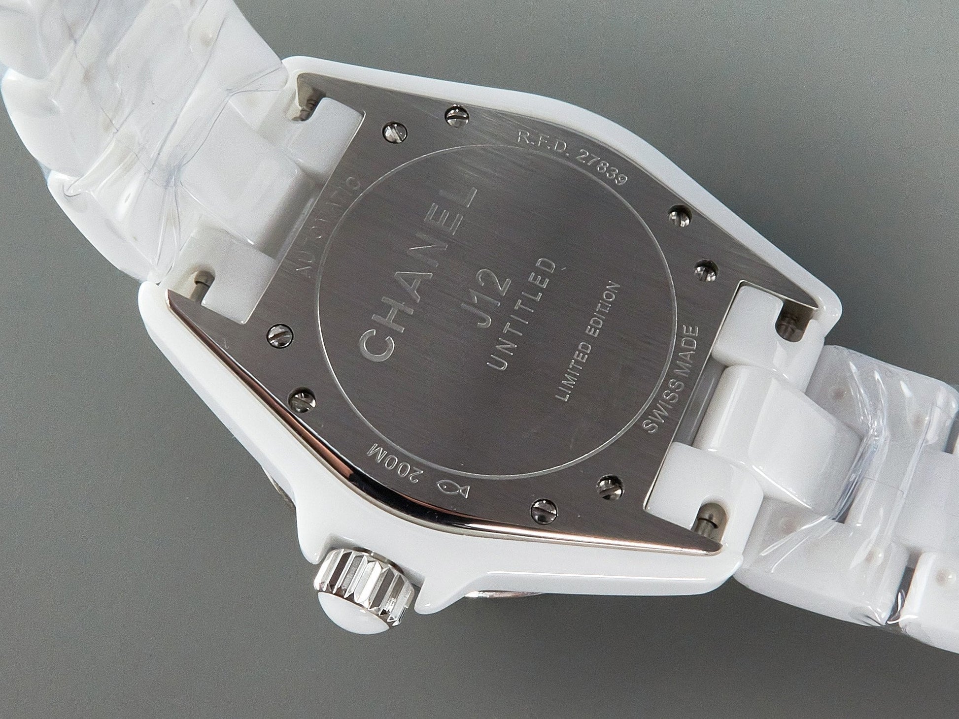 J12 38mm Automatic Limited Untitled H5582 White Ceramic Black White Dial