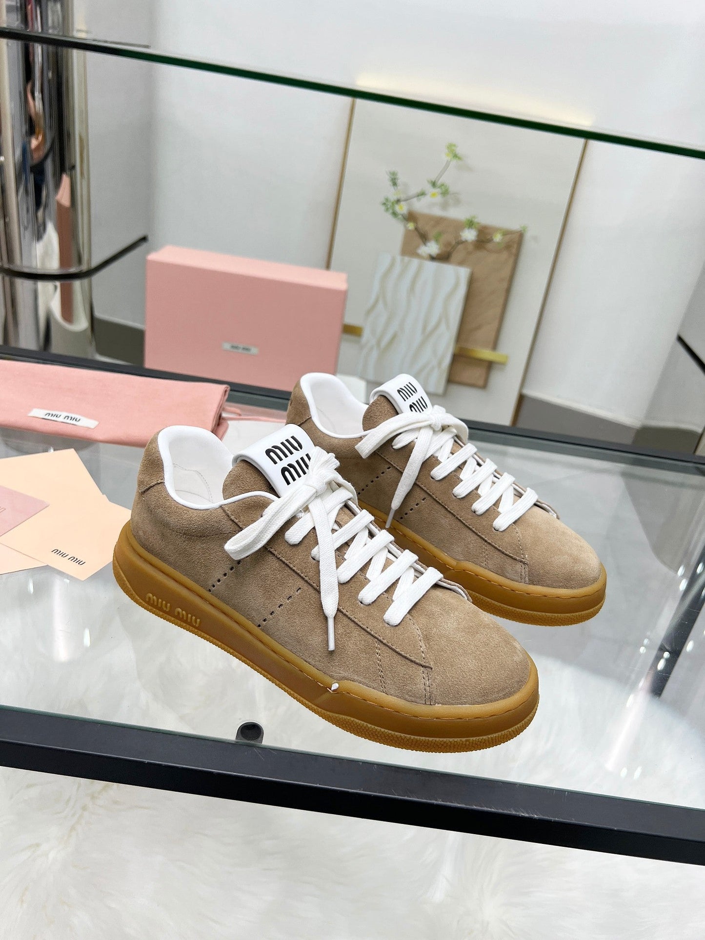 ECRU SNEAKERS IN BROWN BLEACHED SUEDE