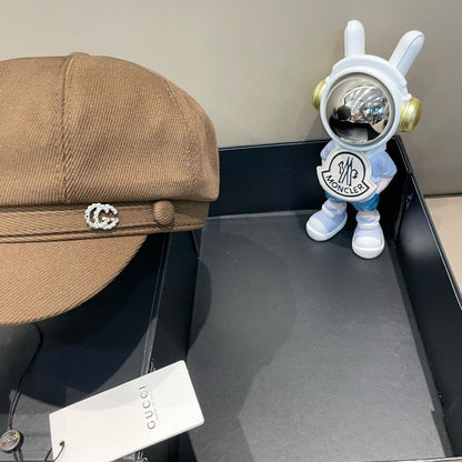 BAKER BOY CAP IN MEDIUM BROWN FABRIC 400795