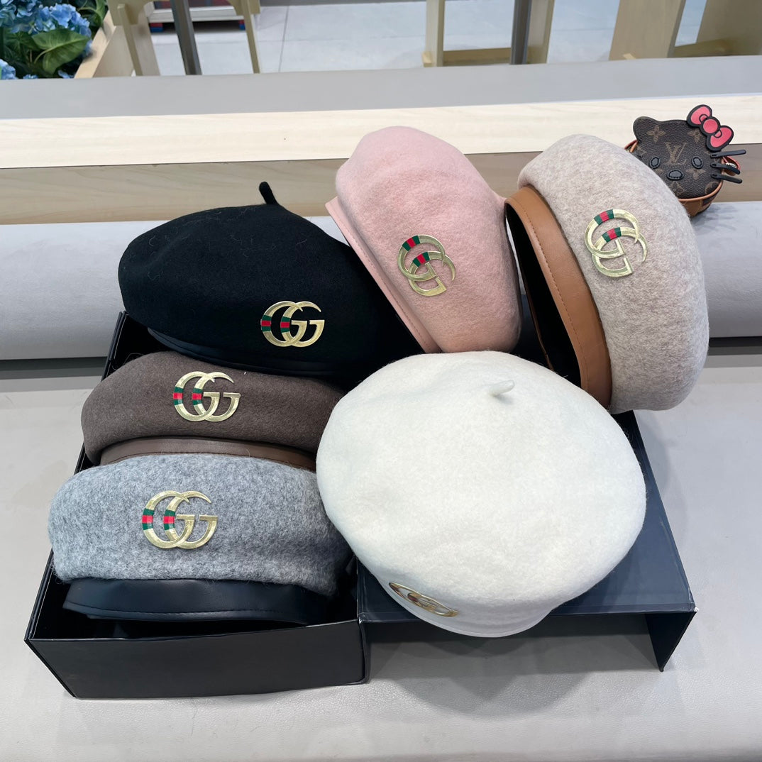 BERET HAT IN ASH GRAY WOOL 406885