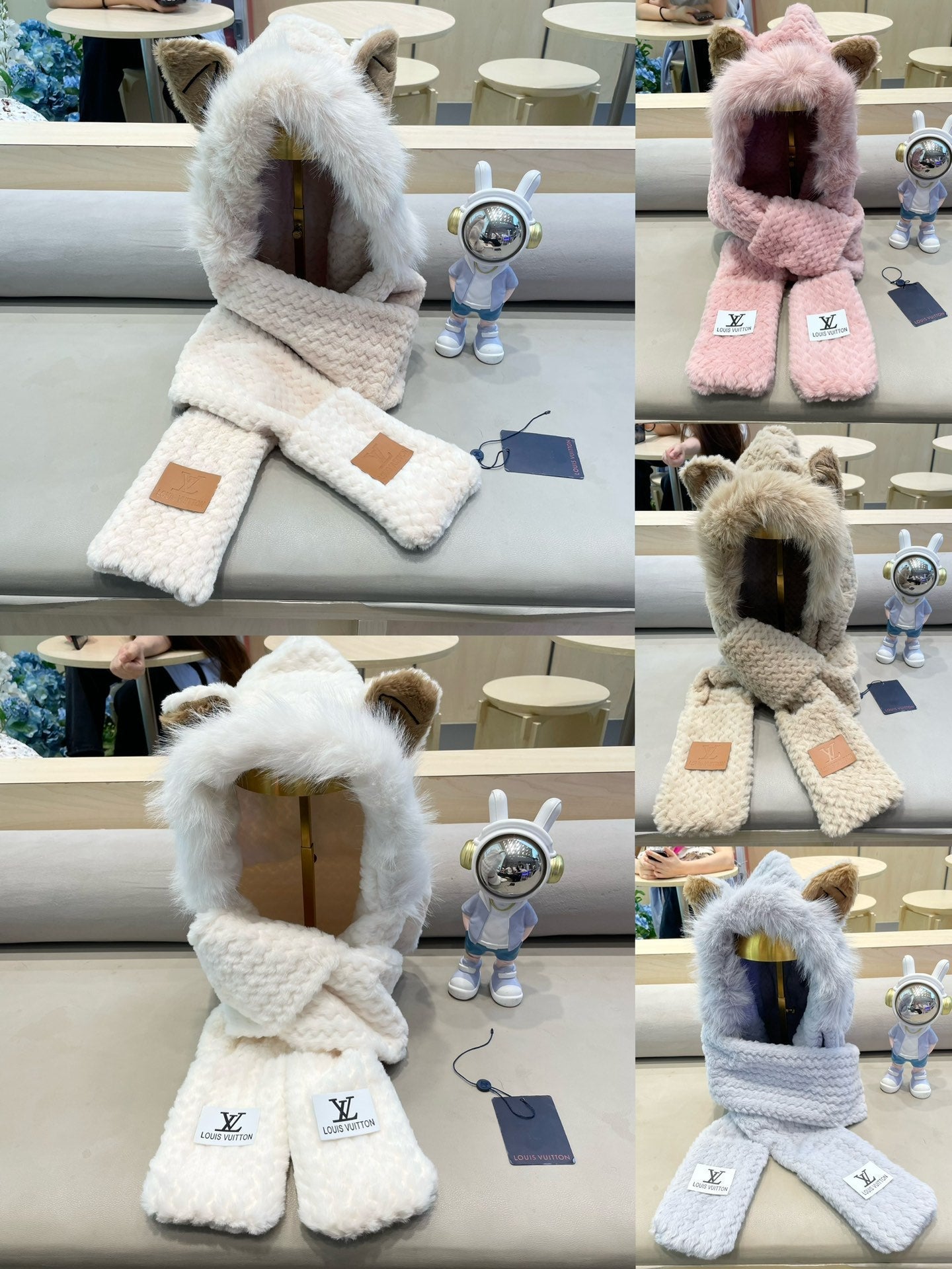 BEANIE HAT IN GRAY WOOL AND LAMB FUR 435074