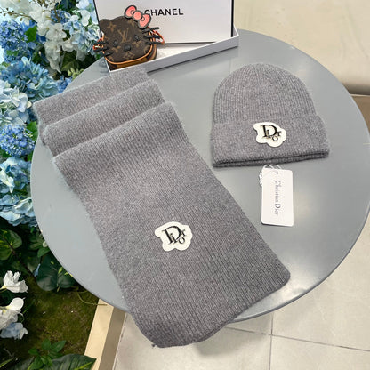 SET SCARF AND HAT IN GRAY CASHMERE WOOL 433242