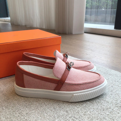 GAME SLIP-ON SNEAKER LIGHT PINK FABRIC AND CALFSKIN