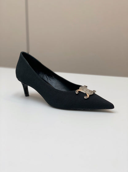 MEDIUM-HEELED 50MM PUMP IN BLACK SUEDE