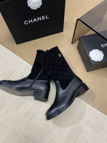 ANKLE BOOTS IN BLACK SUEDE AND CALFSKIN 963148