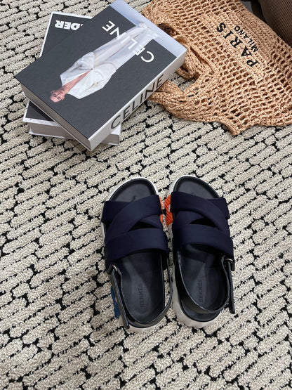 ELECTRIC SANDAL BLACK MIX CHARCOAL BLACK CALFSKIN