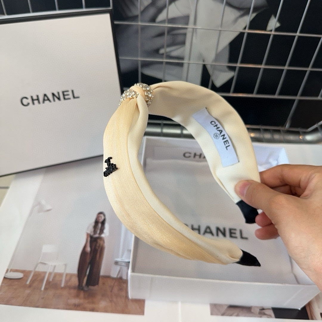 BEIGE CREAM SILK AND FABRIC HAIRBAND 410876