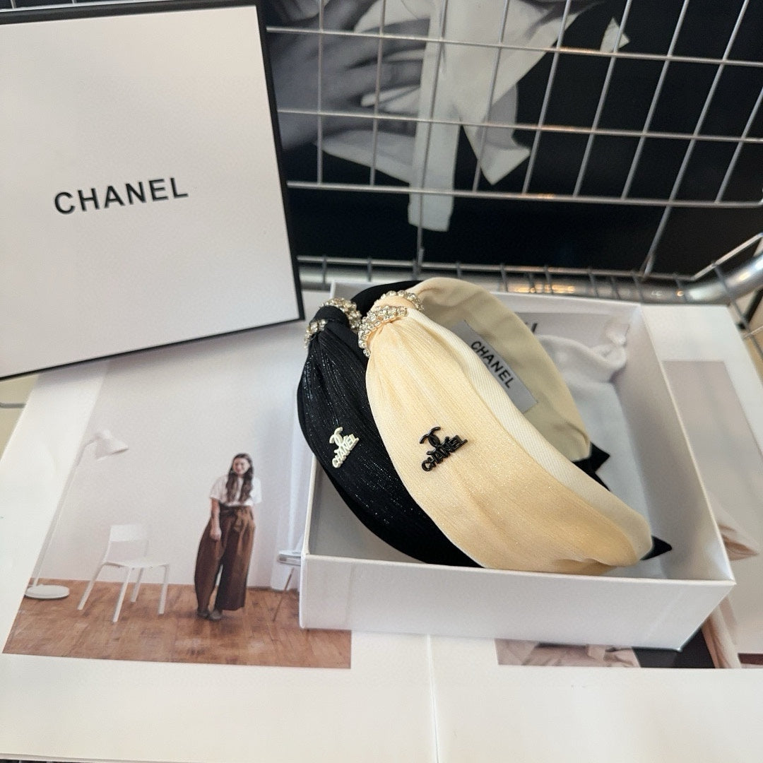 BLACK SILK AND FABRIC HAIRBAND 410877