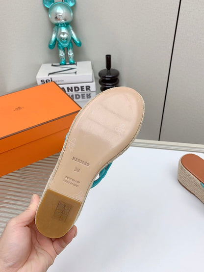 ITHEA 85 MM ESPADRILLE IN BRONZE BROWN AND CERULEAN BLUE SUEDE