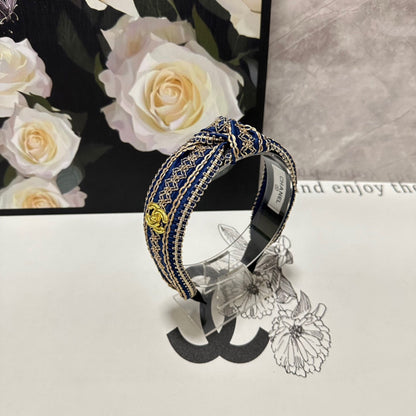 NAVY BLUE MIX LIGHT YELLOW FABRIC HEADBAND 168585
