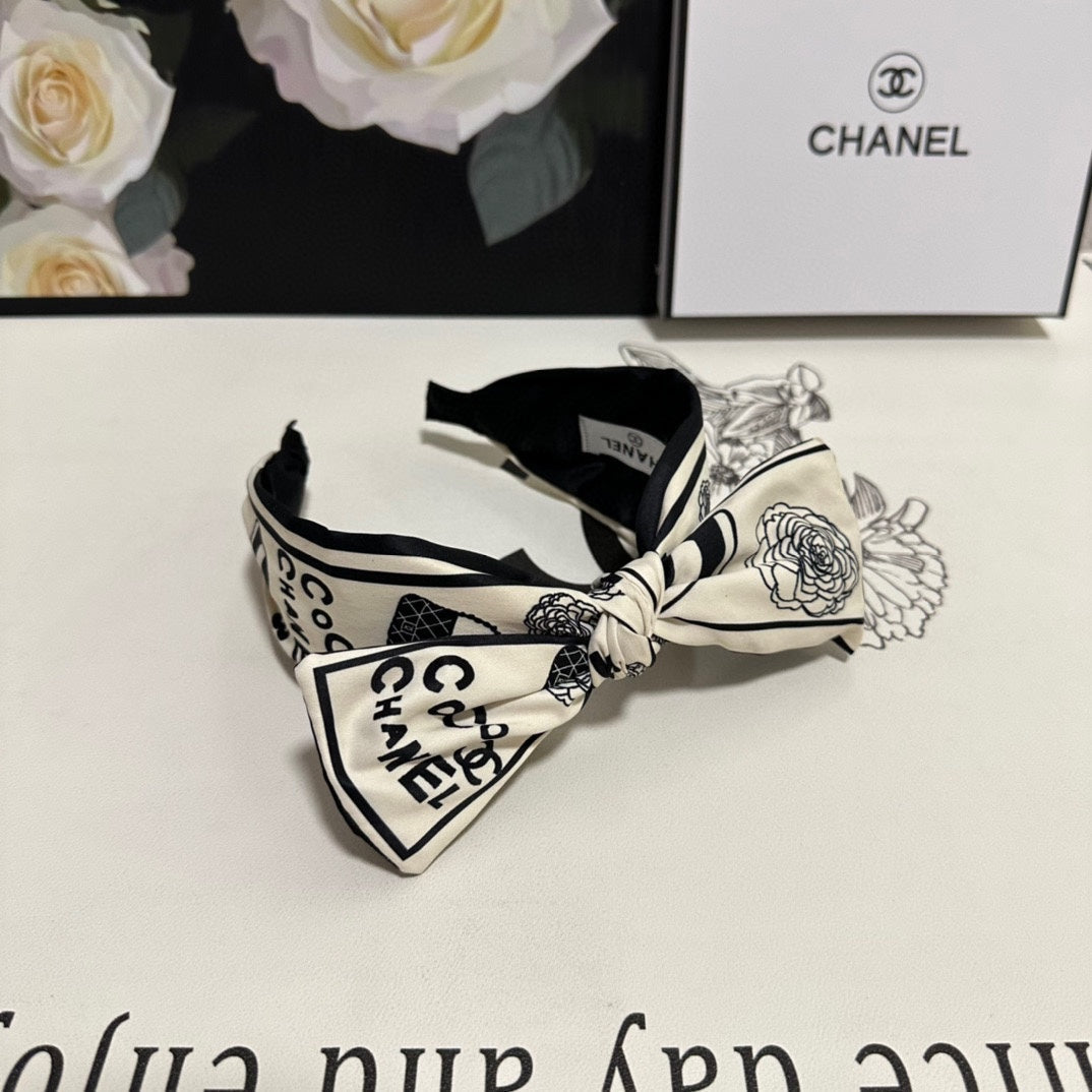 WHITE MIX BLACK SILK HEADBAND 168589