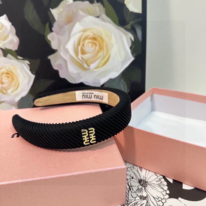 THICK HEADBAND IN BLACK CORDUROY 412476