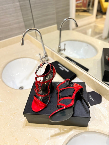 SL CASSANDRA HEELED SANDALS RED CALFSKIN