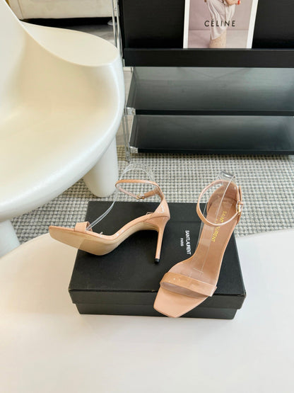 SL SQUARE-TOED HIGH HEELS BISQUE CALFSKIN