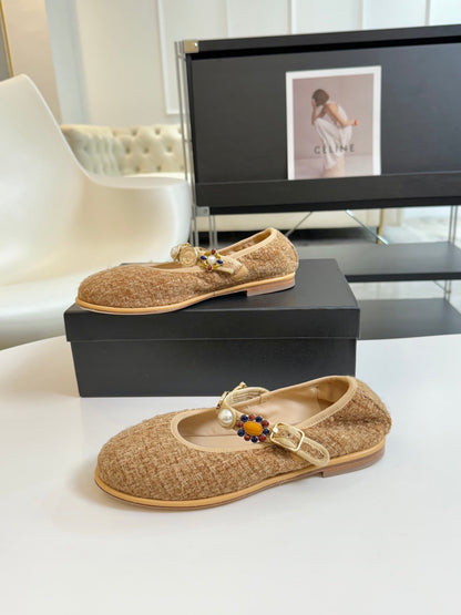 MARY JANE SHOES GRANOLA YELLOW WOOL TWEED