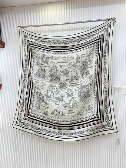 TATOUAGES MARINS BANDANA SHAWL 135 CM COLORFUL 385442