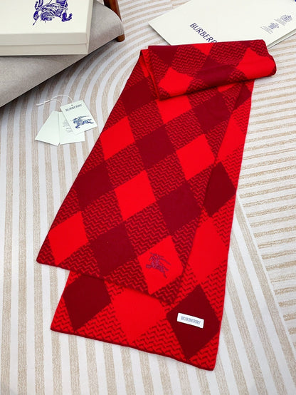 ARGYLE WOOL SCARF 190 CM CHERRY RED 394597