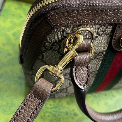 OPHIDIA GG SHOULDER BAG 20 BEIGE AND EBONY SUPREME CANVAS