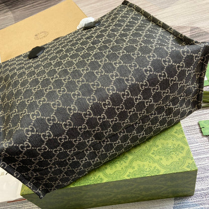 OPHIDIA GG 41 LARGE TOTE BAG IN BLACK DENIM