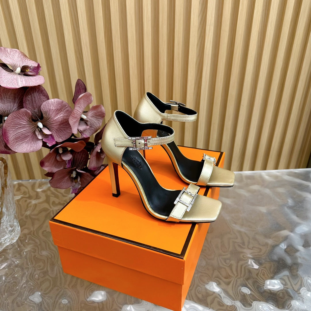 JULY SANDAL 105 MM IN LIGHT GOLD CALFSKIN
