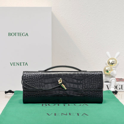 BV Long Clutch Andiamo 31 Black Crocodile Calfskin Ghw