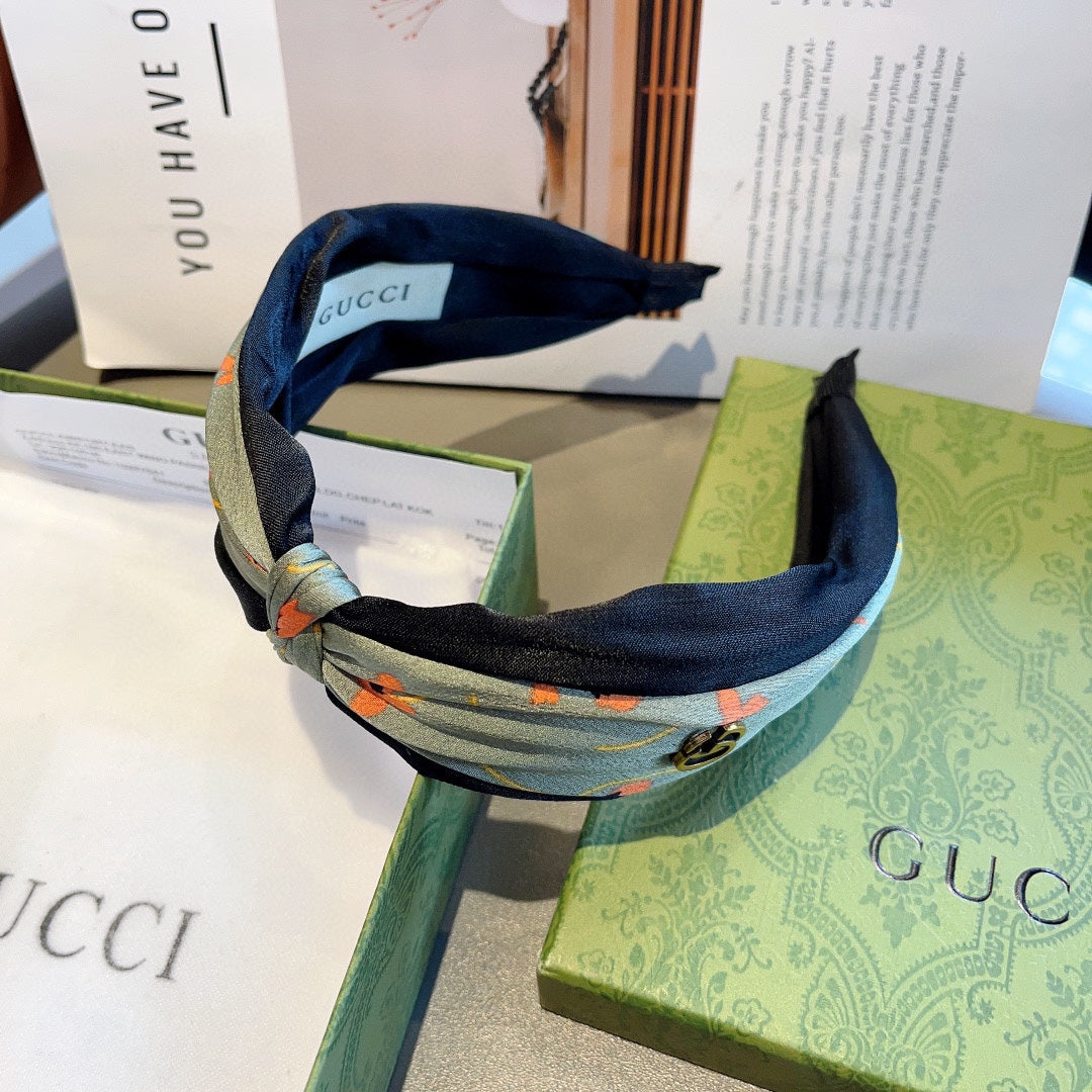 HAIRBAND WITH FLOWER PRINT IN MOSS GREEN SILK 398865