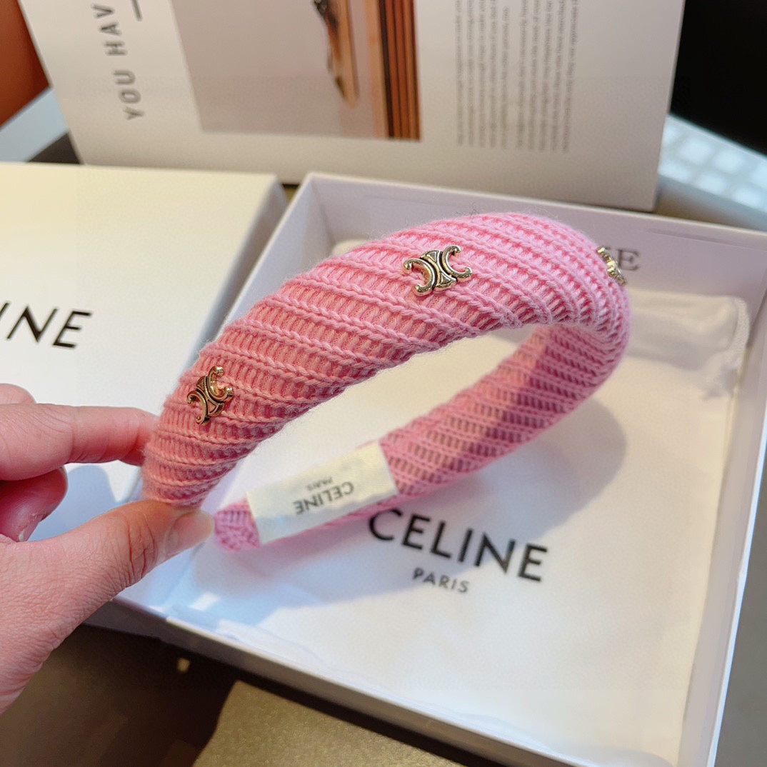 BRIGHT PINK WOOL FABRIC HAIRBAND 402915