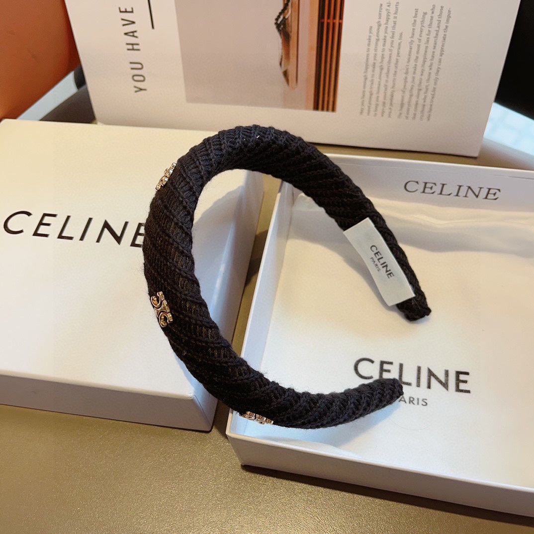 BLACK WOOL FABRIC HAIRBAND 402917