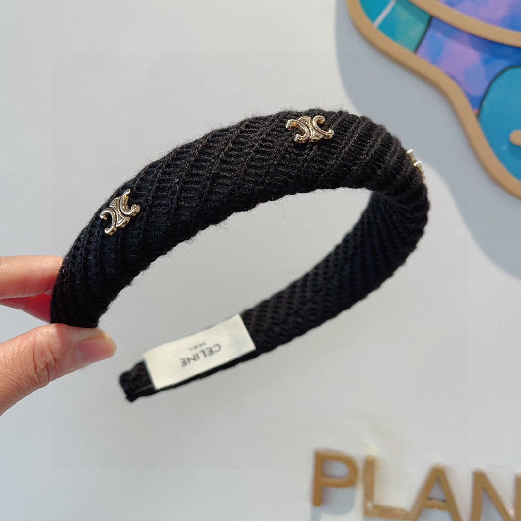 BLACK WOOL FABRIC HAIRBAND 402917