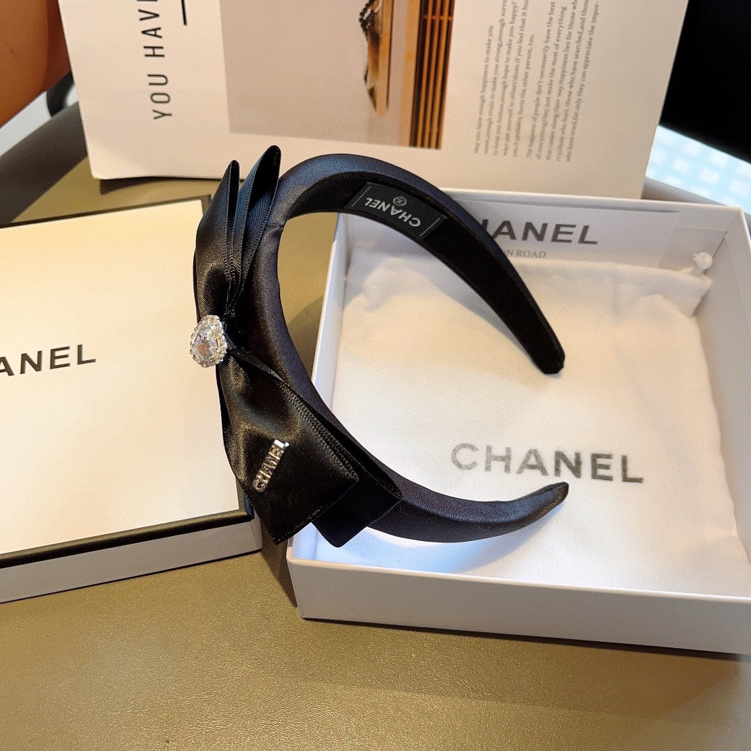 BLACK SILK AND FABRIC HAIRBAND 414429