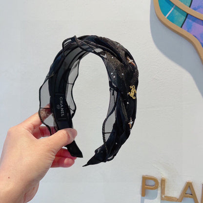 BLACK VOILE FABRIC HAIRBAND 417294