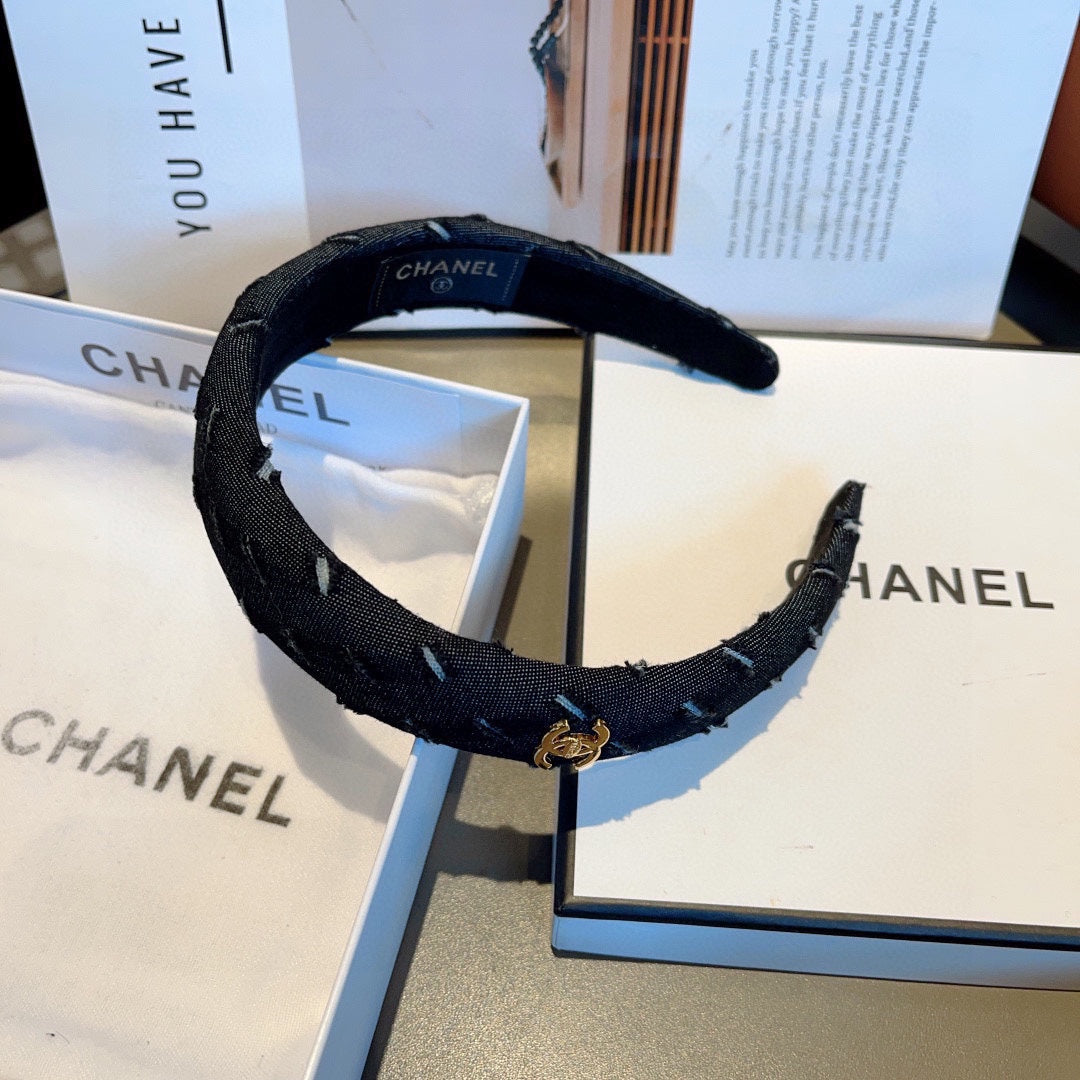 BLACK DENIM FABRIC HAIRBAND 432769