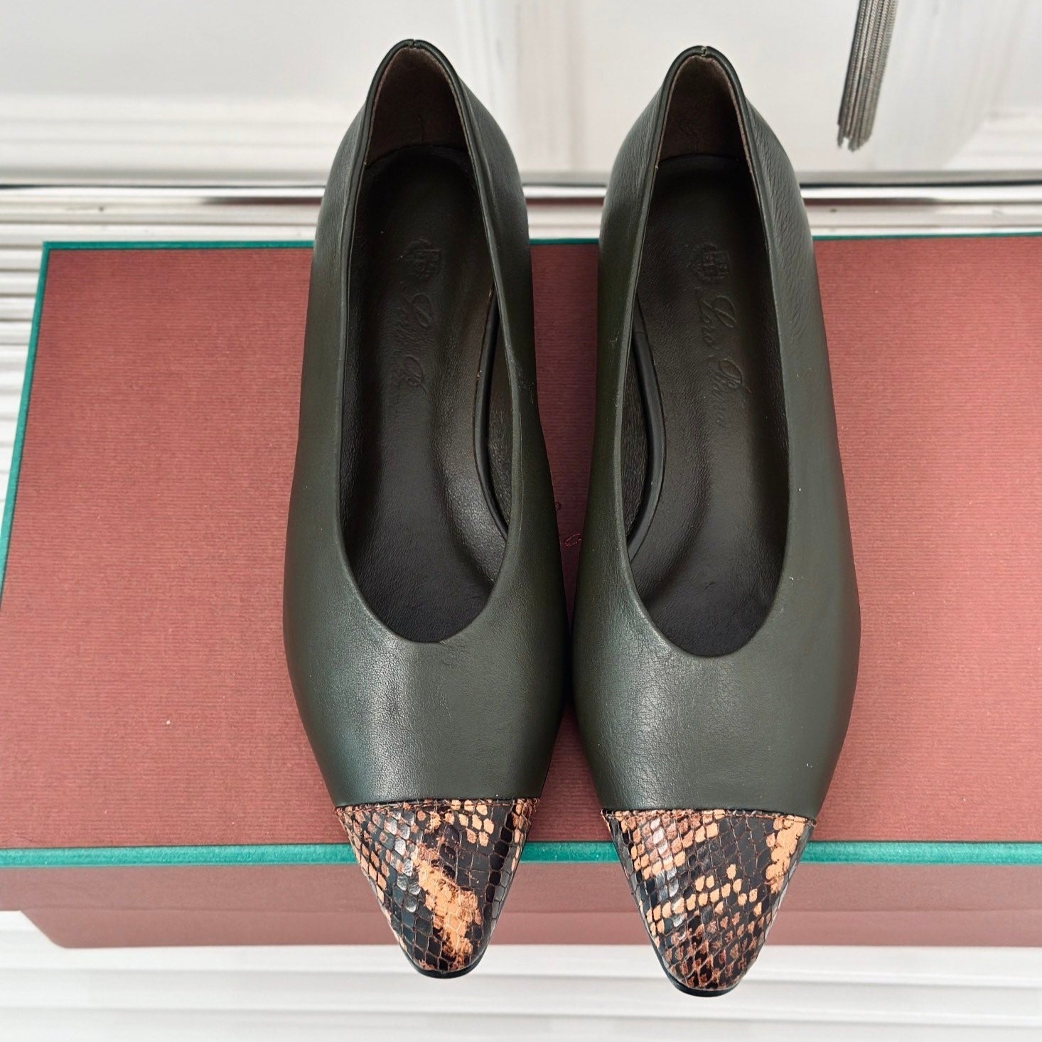 LP REBECCA BALLET FLATS CHARCOAL WAXED LEATHER