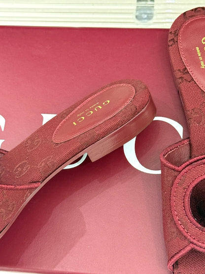 SLIDE SANDALS IN RED FABRIC EMBOSSED LOGO STYLE 4