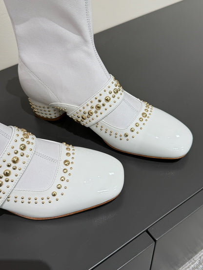 BELLE-D HEELED ANKLE BOOT WHITE PATENT CALFSKIN
