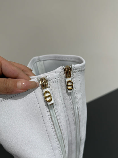 BELLE-D HEELED BOOT WHITE PATENT CALFSKIN