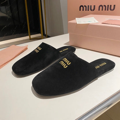 MULES SLIPPERS RETRO BLACK SUEDE