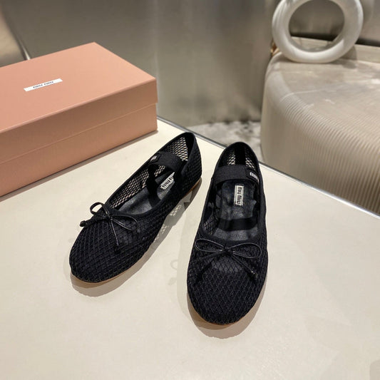 MARY JANE FLAT IN BLACK MESH