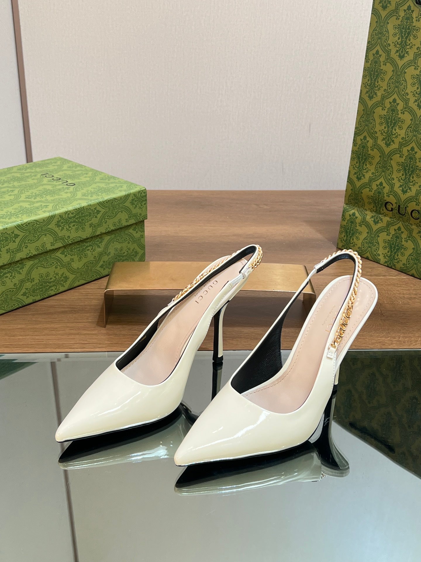 GG SIGNORIA SLINGBACK PUMP WHITE LAMBSKIN