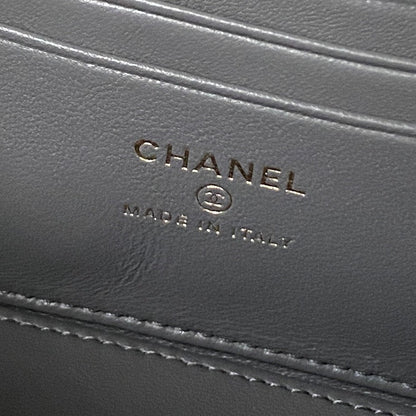 CC MINI 17 CLUTCH WITH STRAP IN DARK GREY CALFSKIN