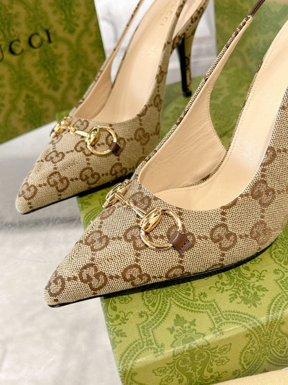 HORSEBIT SLINGBACK 105 IN TAN BEIGE CANVAS