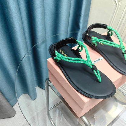 FLIP-FLOPS SANDAL BLACK SHEEPSKIN WITH BRIGHT BLUE STRAP