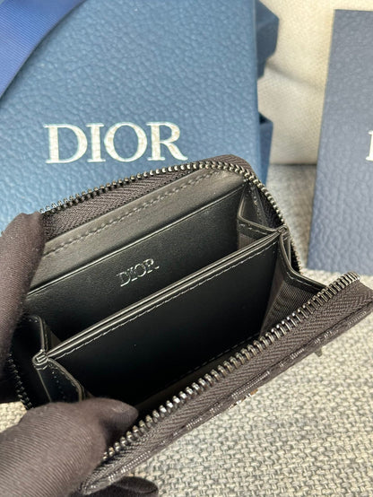 ZIPPED MINI WALLET 10 IN BLACK MONOGRAM OBLIQUE JACQUARD