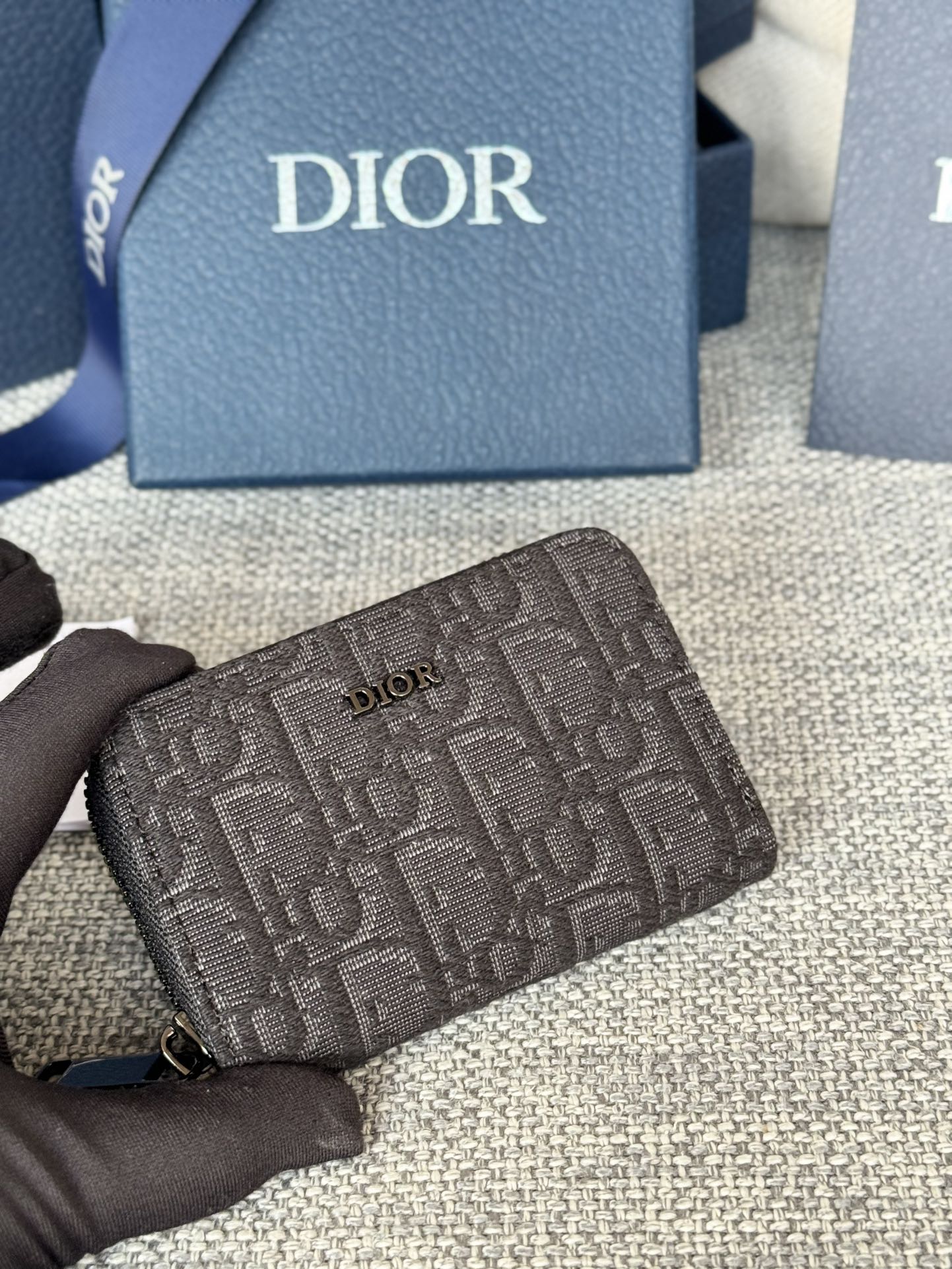 ZIPPED MINI WALLET 10 IN BLACK MONOGRAM OBLIQUE JACQUARD