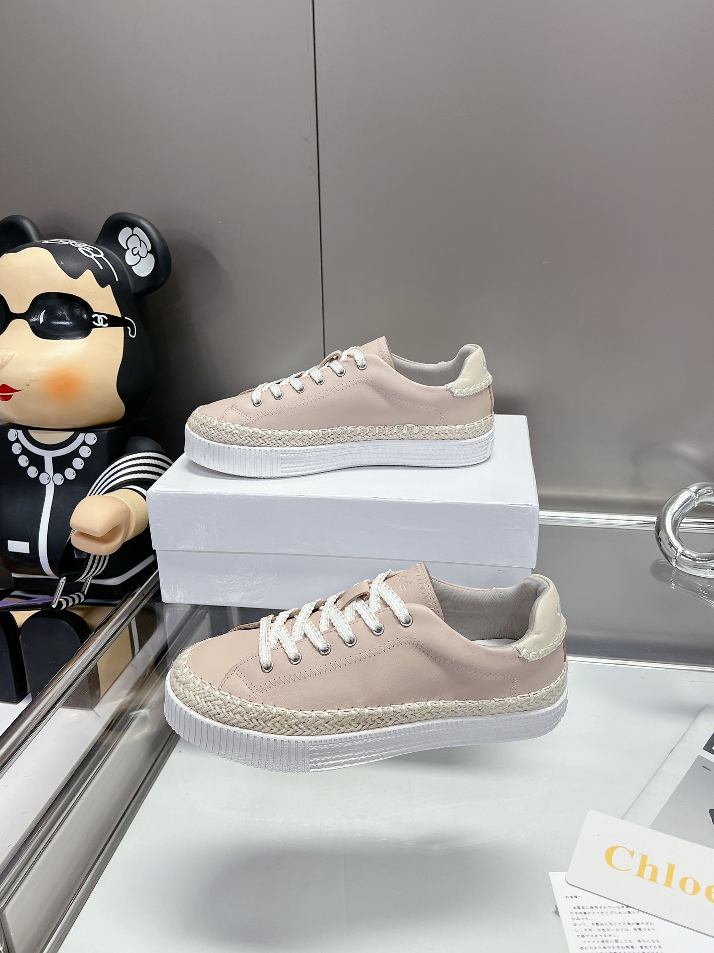 TELMA LACE-UP SNEAKER IN DESERT SAND LAMBSKIN AND RAFFIA