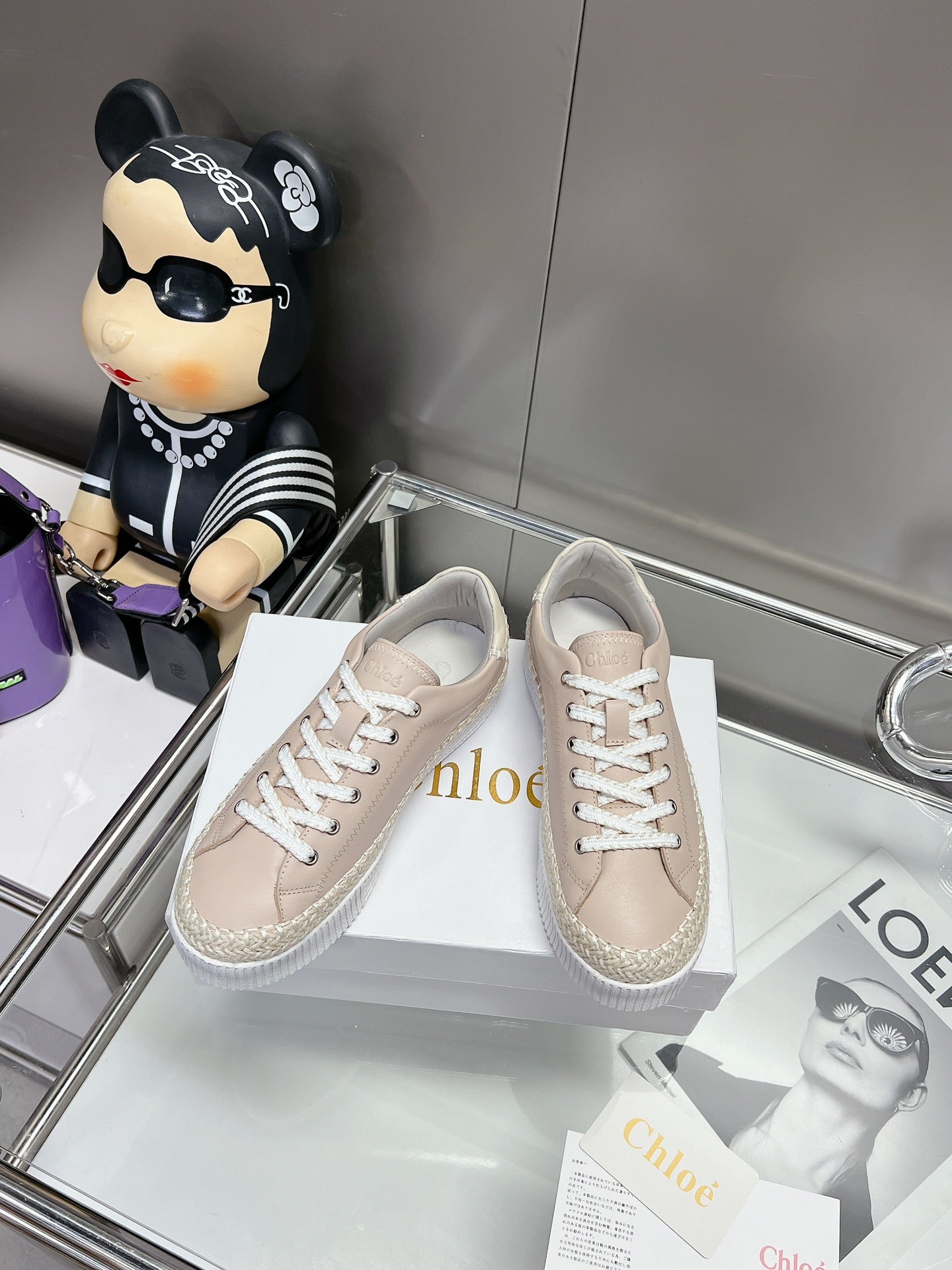 TELMA LACE-UP SNEAKER IN DESERT SAND LAMBSKIN AND RAFFIA