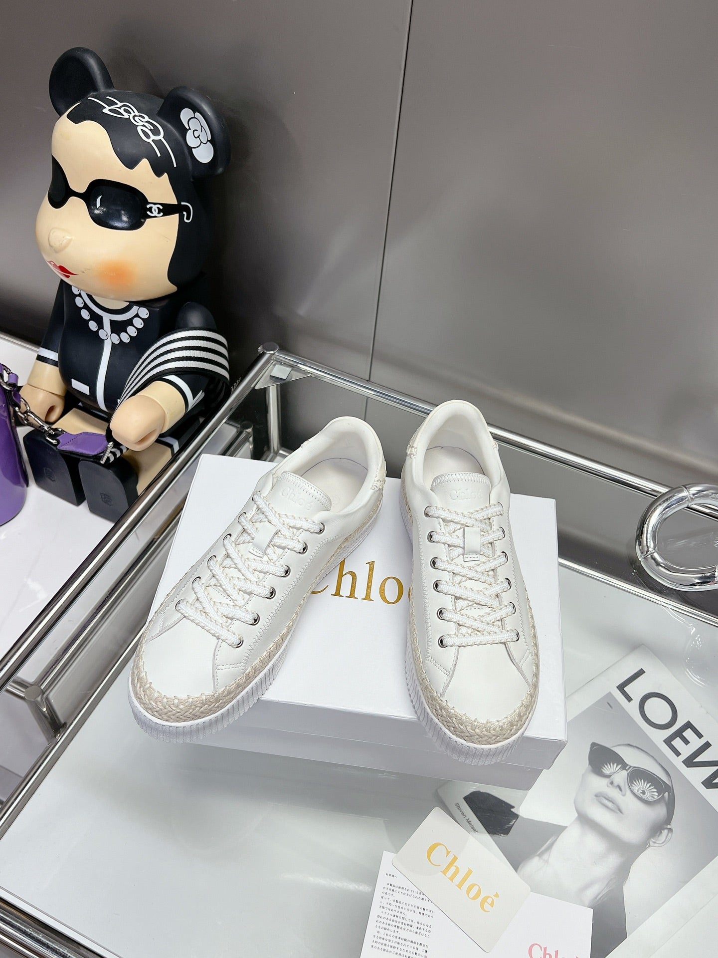 TELMA LACE-UP SNEAKER IN WHITE LAMBSKIN AND RAFFIA