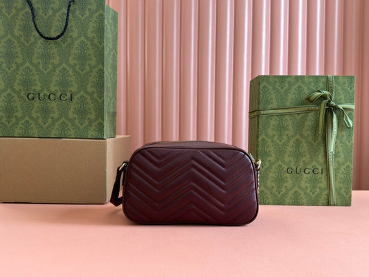 MARMONT SMALL SHOULDER BAG 24 IN WINE RED CALFSKIN GOLD HARDWARE