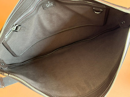 BODY SHOULDER BAG 40 IN DARK BROWN CALFSKIN SILVER HARDWARE