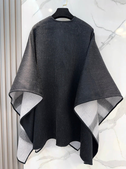 WOOL CAPE 140 CM BLACK AND LIGHT GRAY 394535